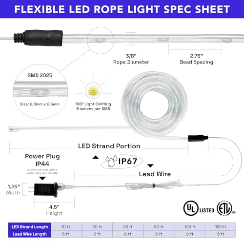 20ft Green LED Rope Light with Remote X811