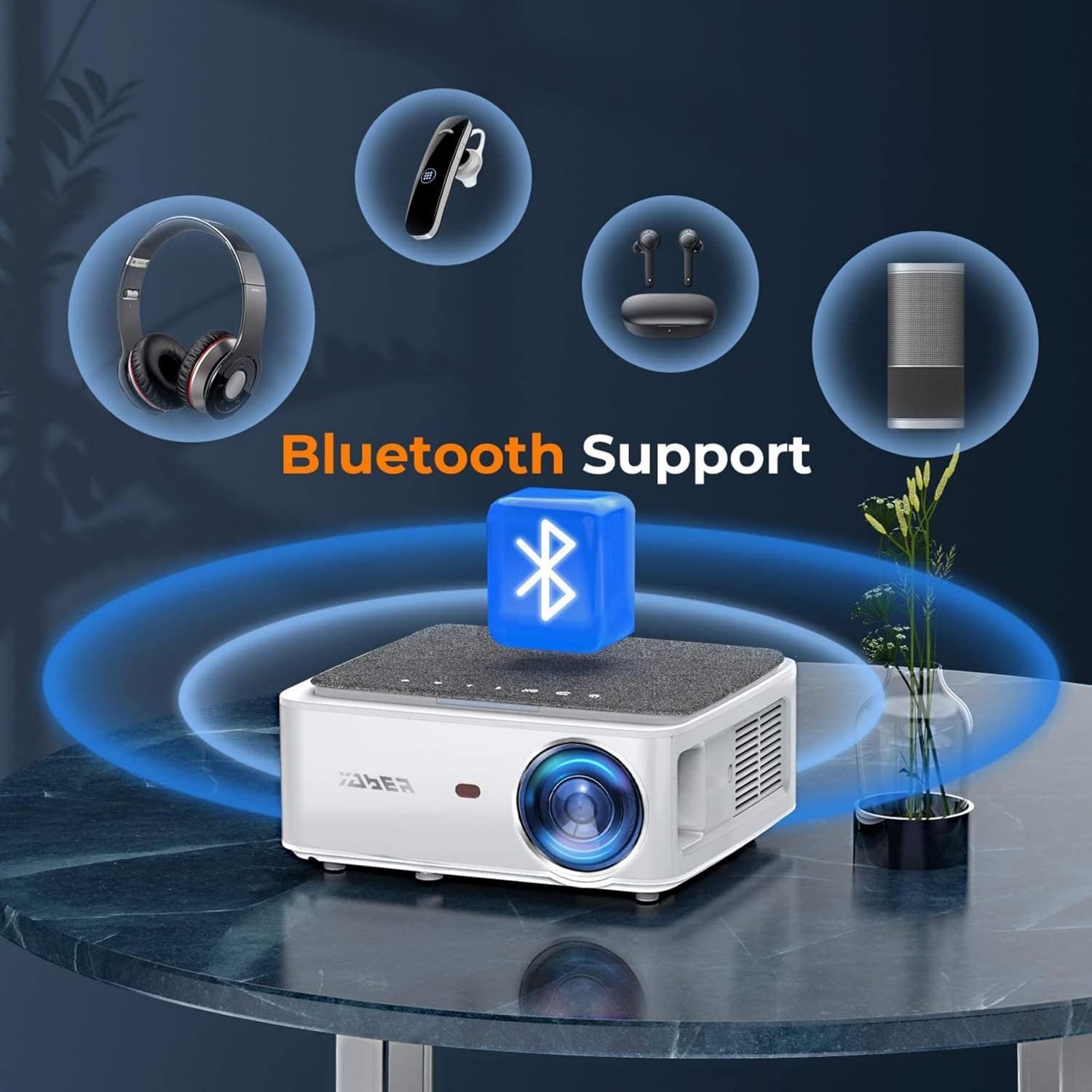 13000L Native 1080P Portable Smart Home Projector with WiFi and Bluetooth G1558