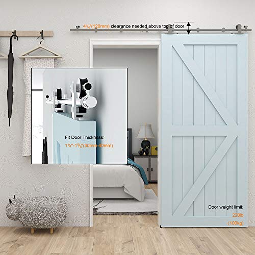 5FT Sliding Barn Door Hardware Kit, Top Mount Stainless Steel T1888
