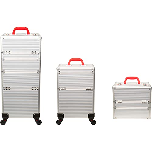 Large Capacity Rolling Makeup Train Case with Key Swivel Wheels P4090