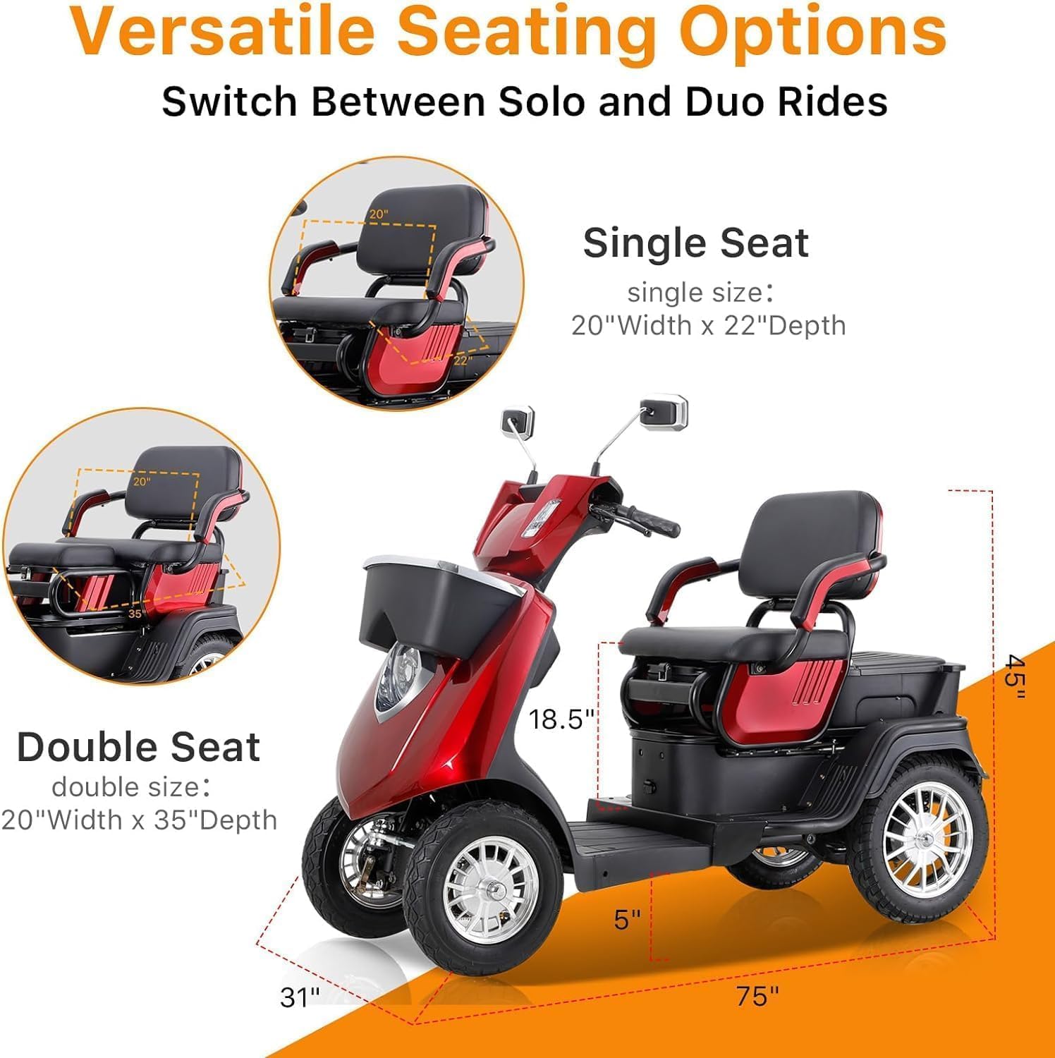 Red 4 Wheel Mobility Scooter Y8842