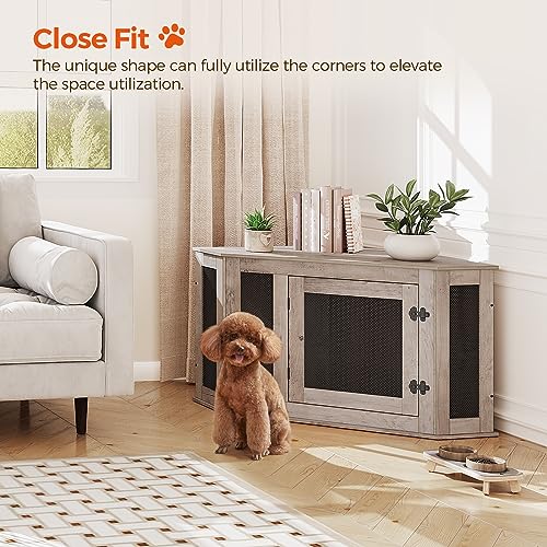 Greige and Black Wooden Dog Crate Furniture M1261