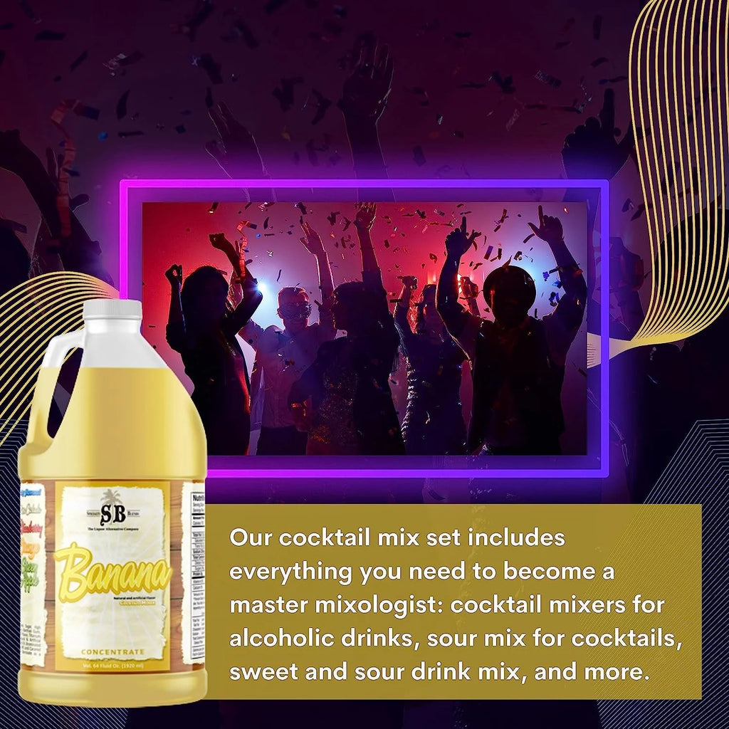 Banana Flavored Syrup Cocktail Mixer Concentrate, 1/2 Gallon Pack of 1 V257