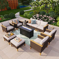 12 Piece Beige Wicker Patio Conversation Sofa Set J12273