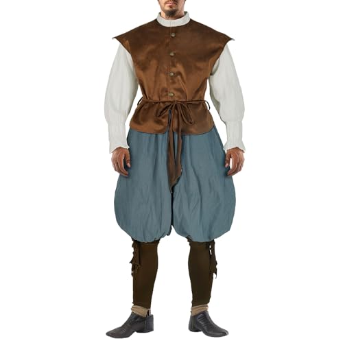 Mens Medieval Costume Vest Pants Shirt J106