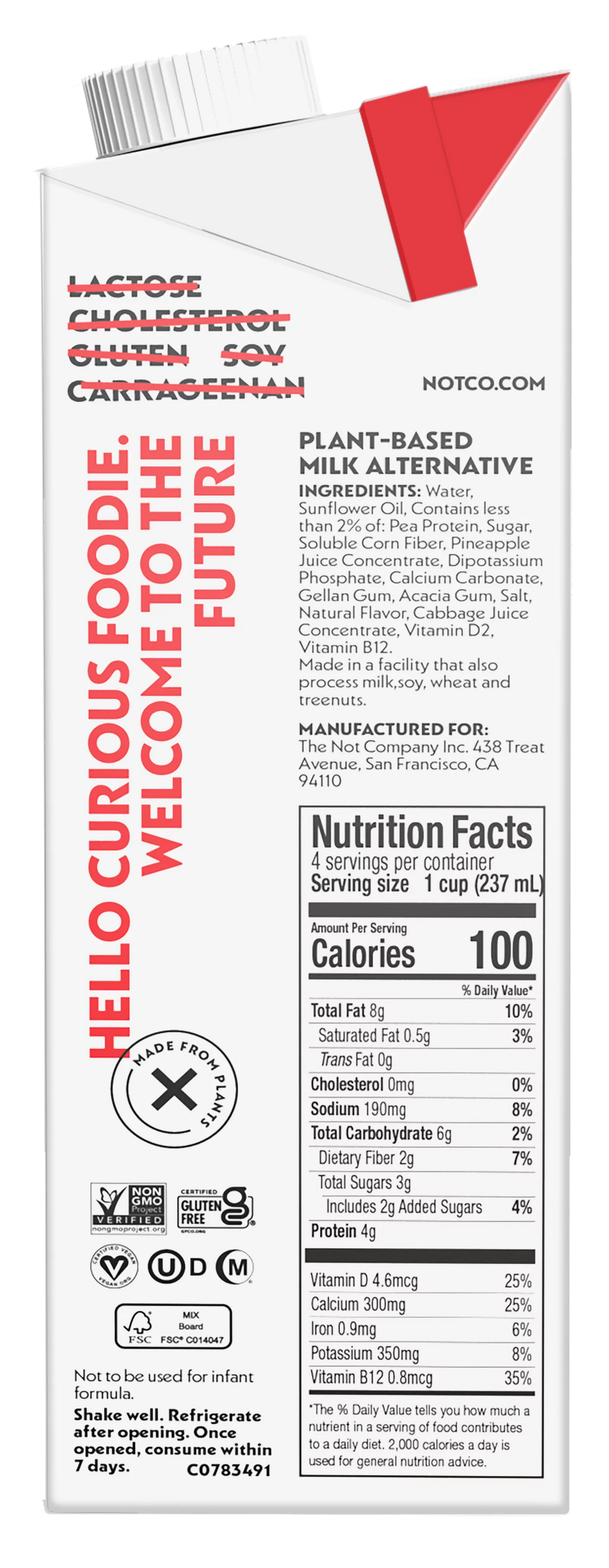 32 Fl Oz Pack of 6 Shelf-Stable Plant Based Milk R61156