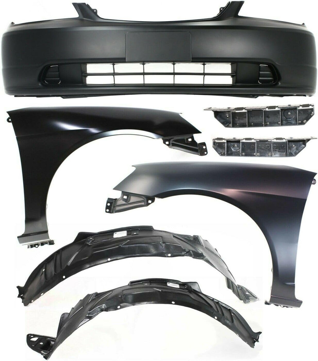 7pcs Front Steel Plastic Bumper Cover Kit with Quarter Panel Primed L454