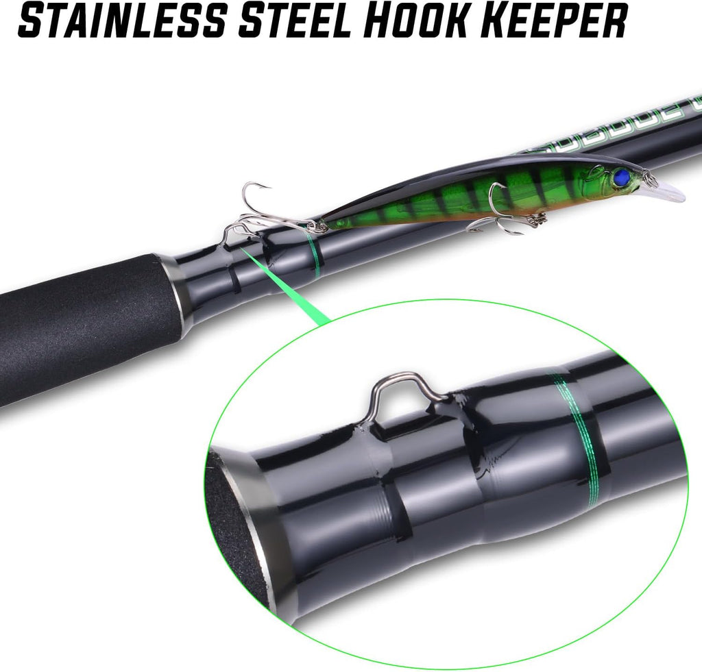 Catfish Fishing Rod and Reel Spinning Combo with EVA Non-Slip Grips and Aluminum Reel Seat K2537