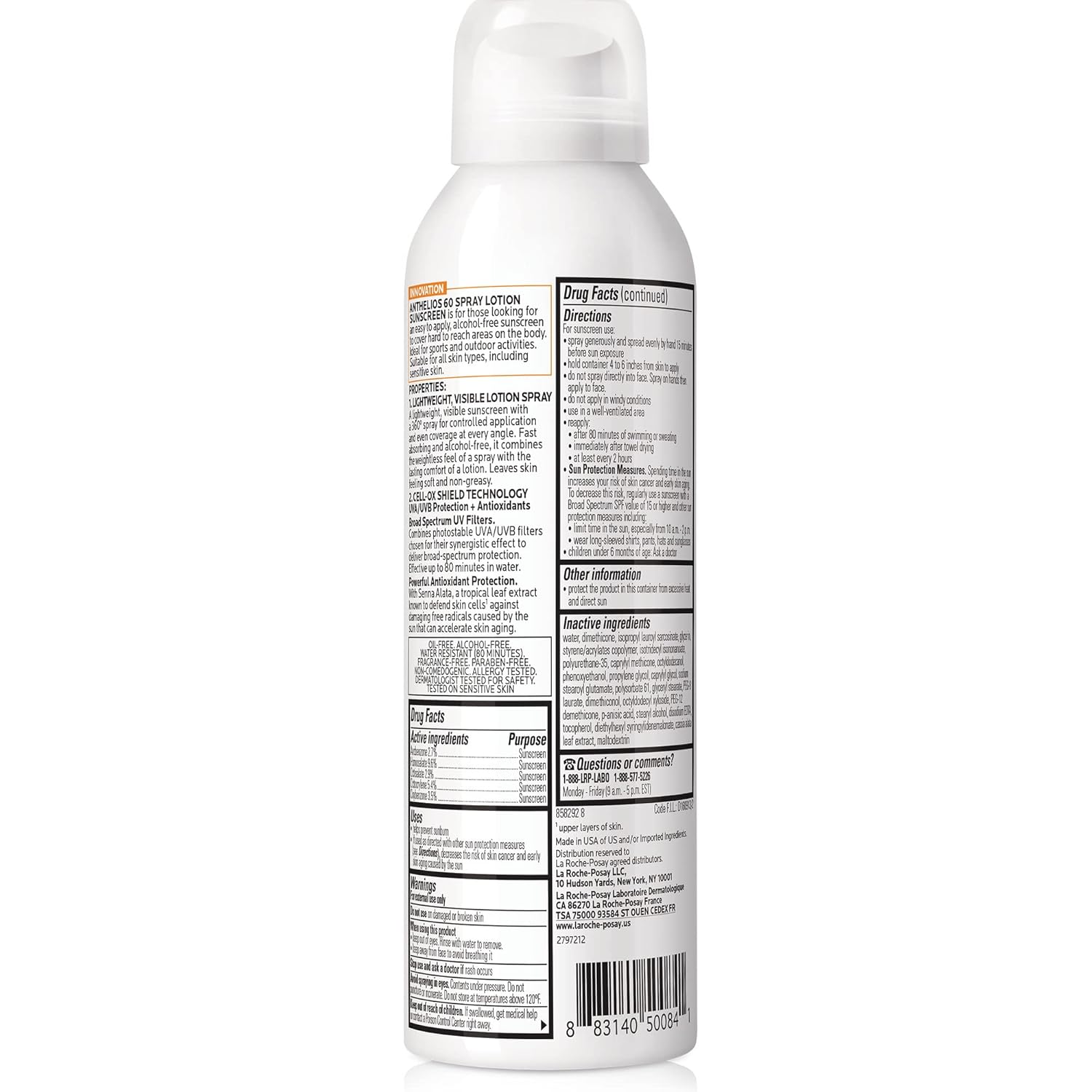 SPF 60 Sunscreen Spray Lotion, 5 Fl. Oz. L497