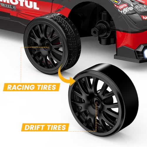 RC Drift Car 4WD 2.4GHz Remote Control Car with 2 Car Shells, LED Lights, Two Batteries, Drifting Tires E309