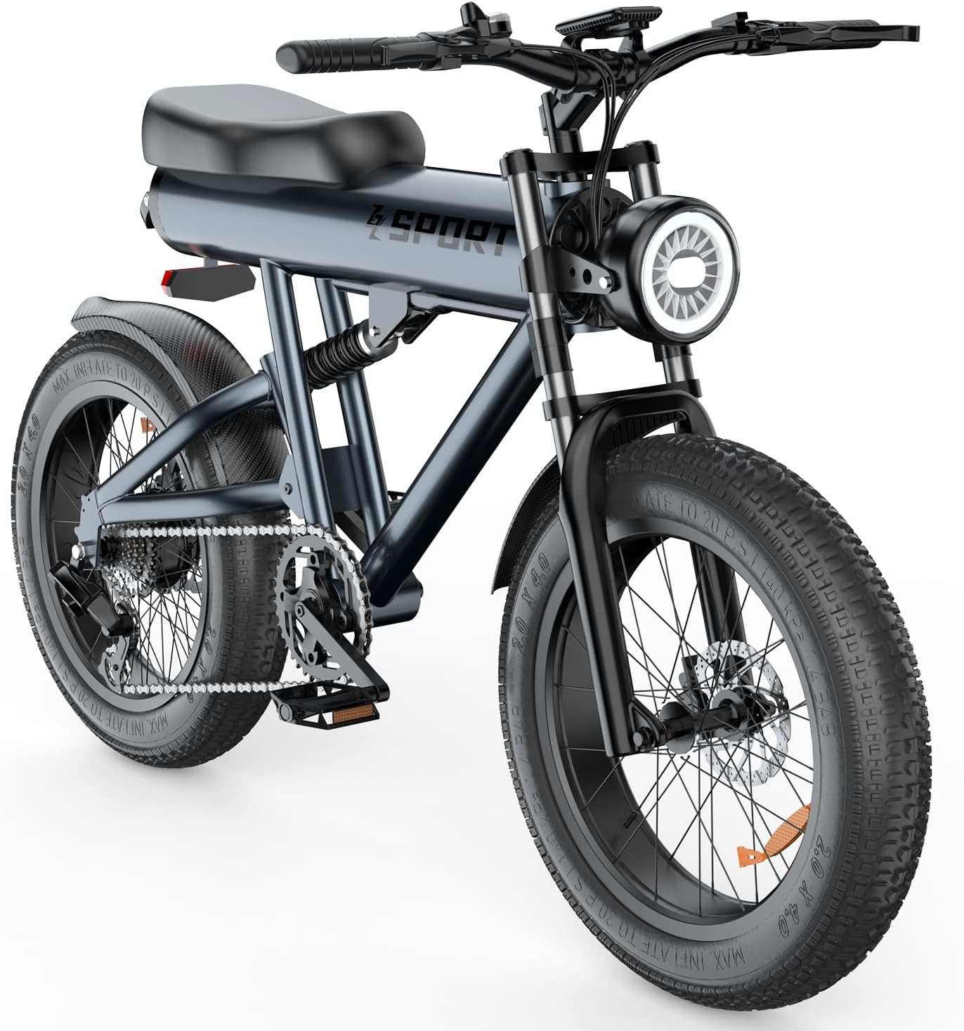 750W Electric Bike 20" Fat Tire Ebike Aluminum Frame 840Wh Removable Battery 7 Speed Full Suspension O153647