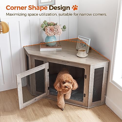 Greige and Black Wooden Dog Crate Furniture M1261