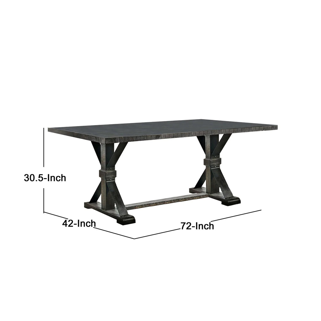 Antique Black Dining Table With Trestle Base V32161
