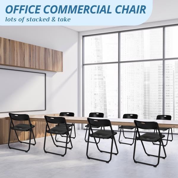 Black 4 Pack Plastic Stackable Folding Chair X25637