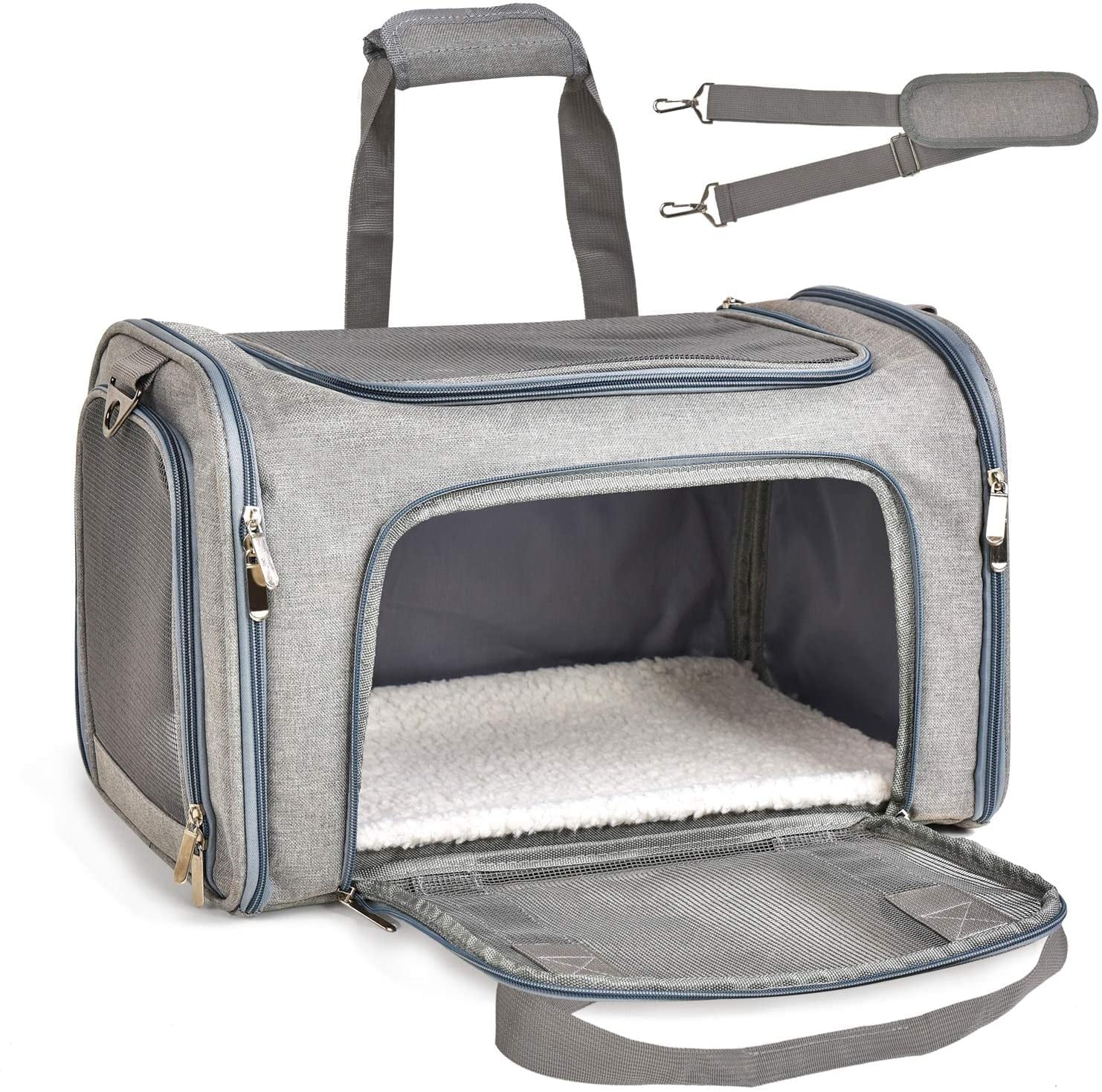 Grey Soft Sided Pet Carrier S7732