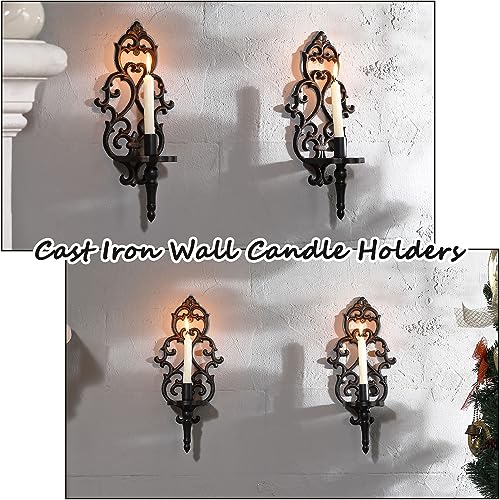 Black Antique Metal Wall Candle Sconce Holder Set of 2 F2471