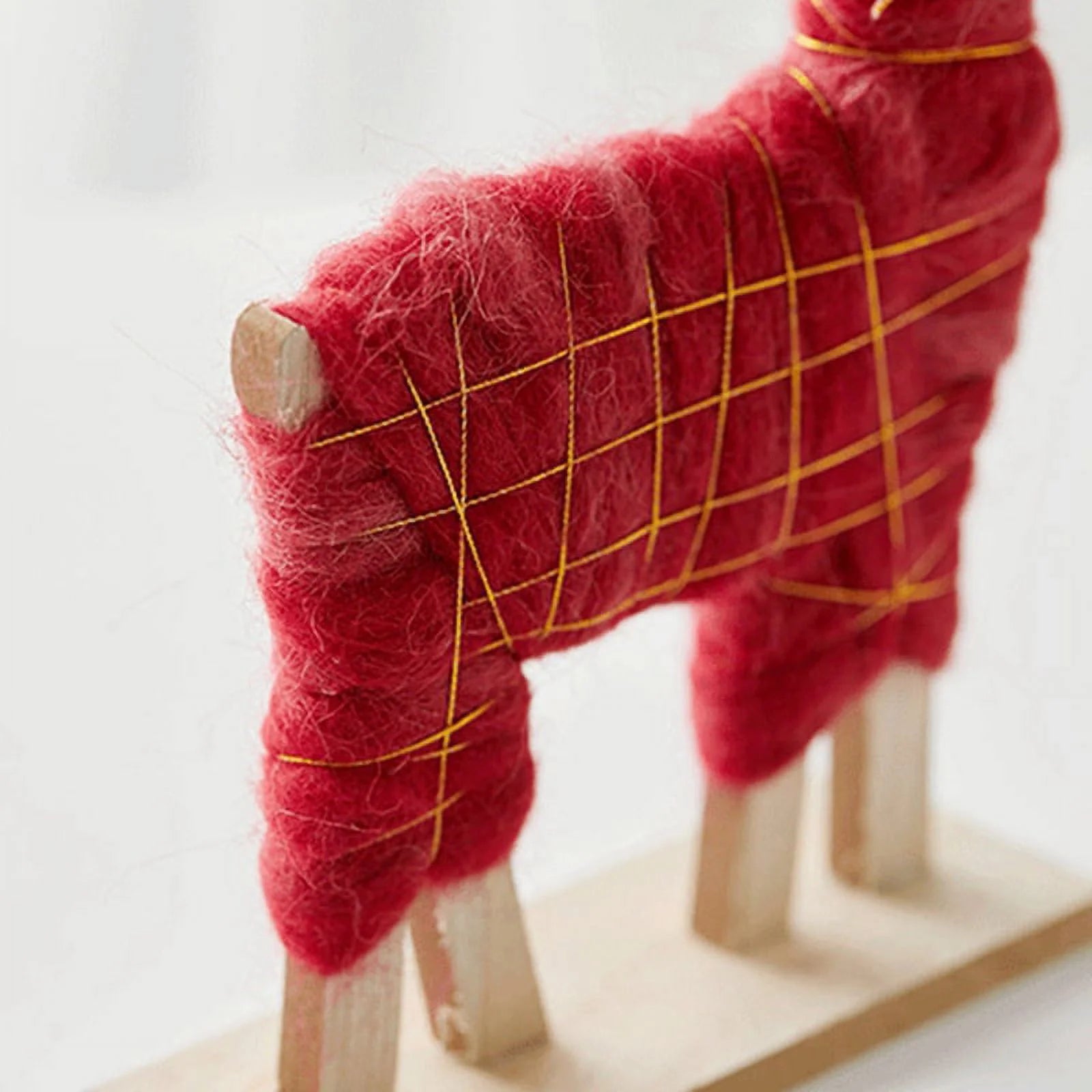 Red Christmas Wooden Wool Felt Elk Santa Claus Ornament M4547