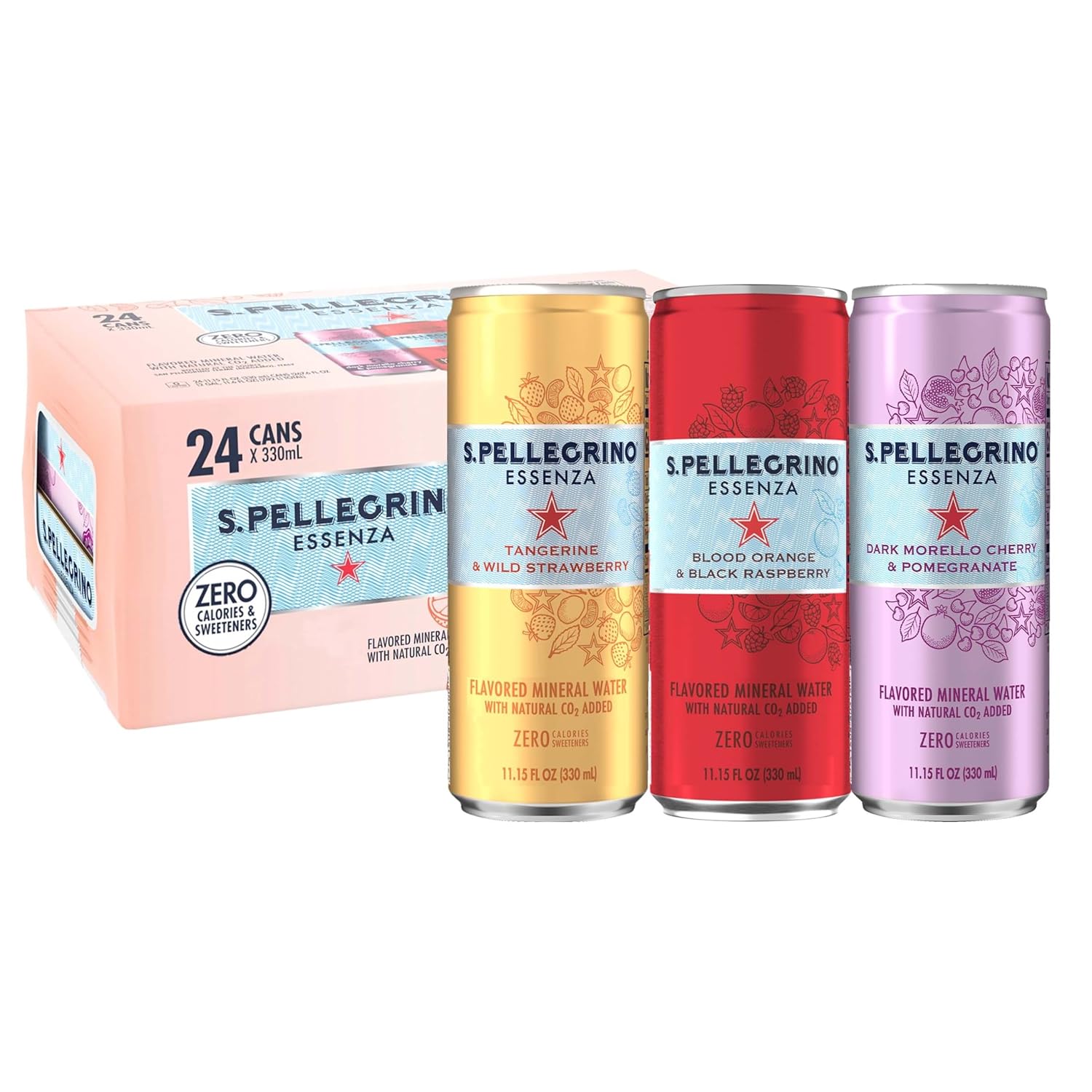 Variety Pack Flavored Mineral Water, 11.15 Fl Oz, Pack of 24 J211876