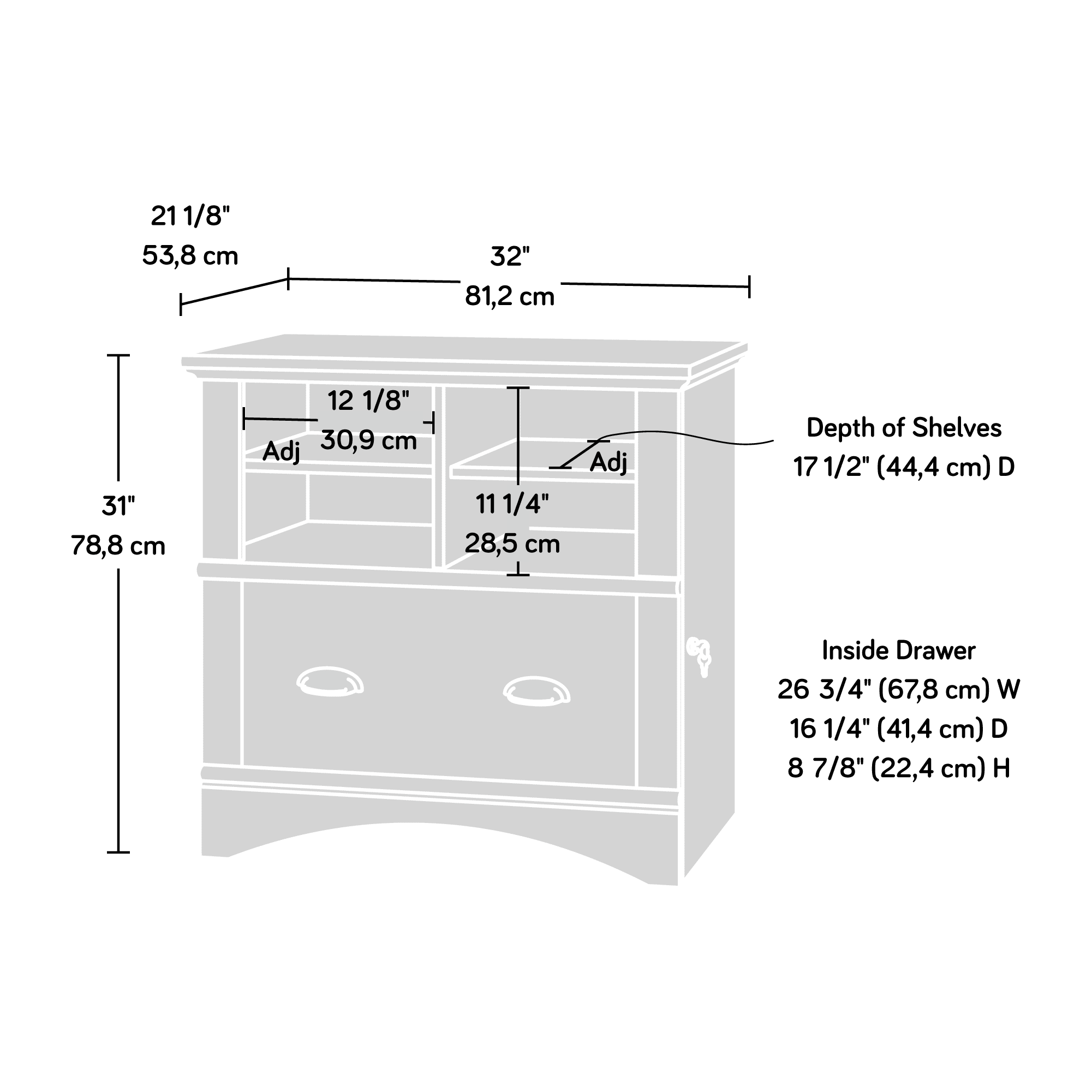 Salt Oak Finish Lateral File I617209