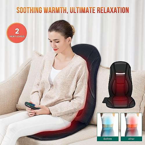 Vibration Back Massager with Heat, Seat Massager with 8 Vibrating Motors & 5 Modes, Chair Massager Cushion M5928