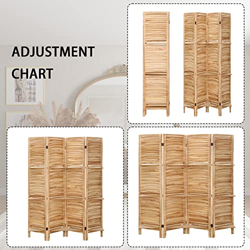 4 Panel Wooden Room Divider with Shelves (Deep Brown) L8493