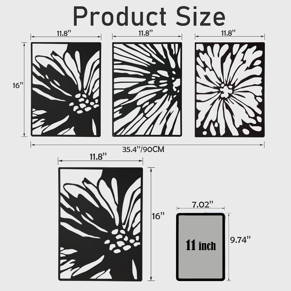 3PCS Black Metal Wall Art Decor K871483