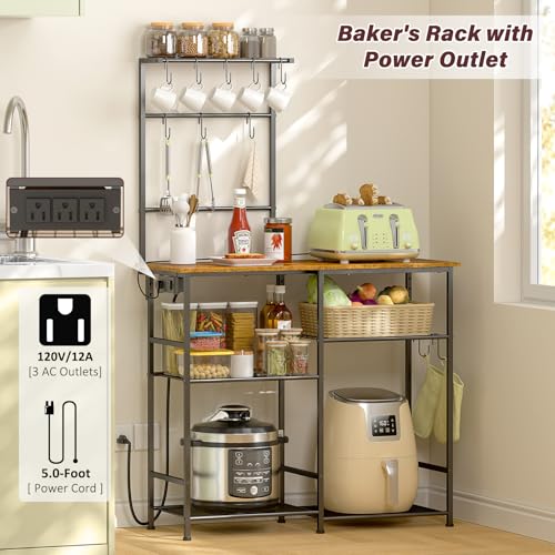 6-Tier Rustic Brown Kitchen Storage Shelf Rack U14756
