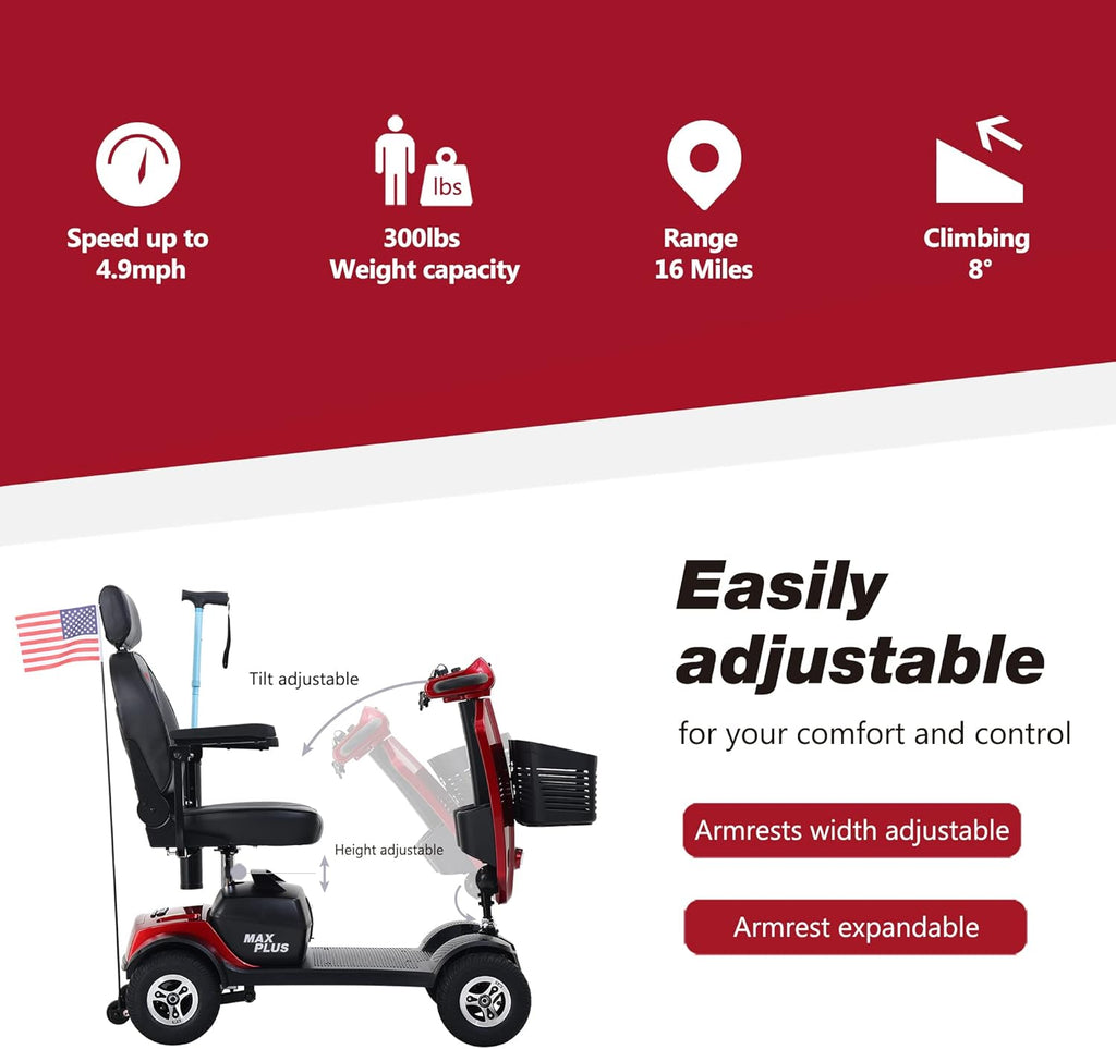 Red 4 Wheel Folding Mobility Scooter I678257