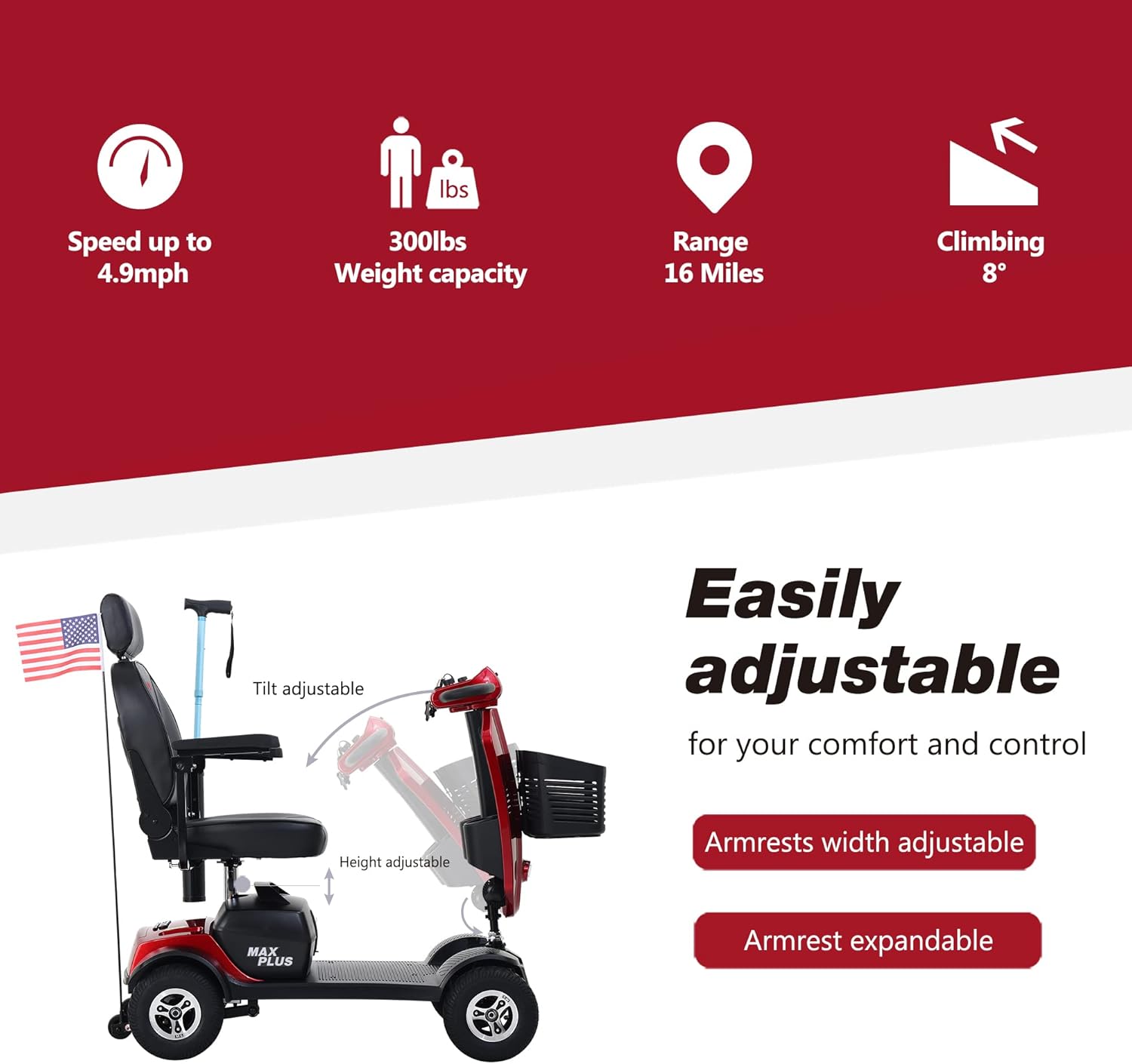 Red 4 Wheel Folding Mobility Scooter I678257