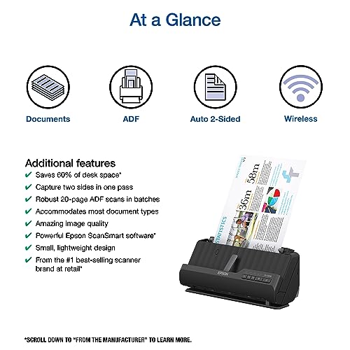 Wireless Compact Desktop Document Scanner with Auto Document Feeder D42194