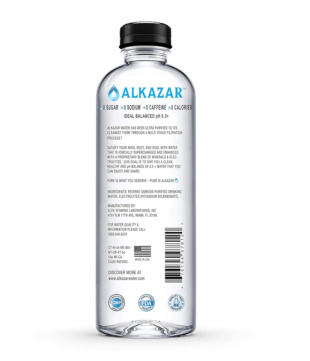 Alkaline Water pH 8.5+ with minerals and electrolytes 34 FL OZ Bottle 12 Pack P5920