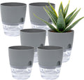 6 Pack Grey Plastic Self Watering Plant Pot G10105