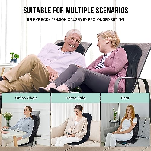 Vibration Back Massager with Heat, Seat Massager with 8 Vibrating Motors & 5 Modes, Chair Massager Cushion M5928