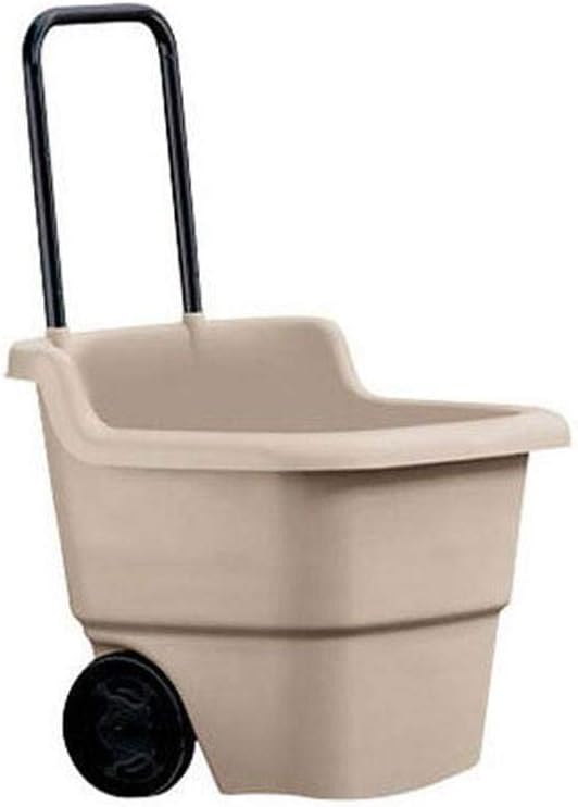 15 Gallon Poly Multipurpose Rolling Lawn and Garden Cart, Taupe (2 Pack) U64668