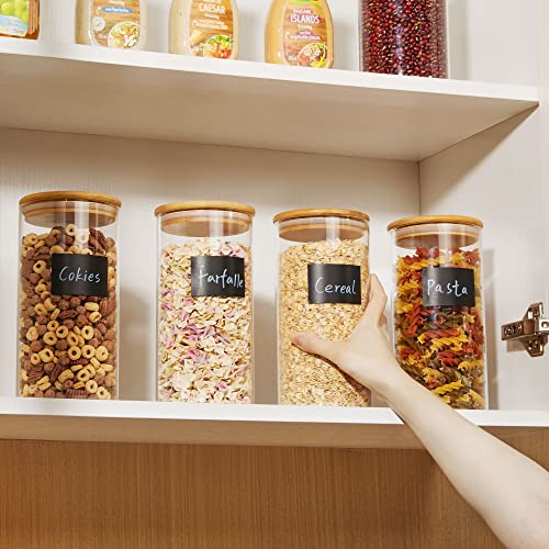 Set of 3 Glass Food Storage Jars with Airtight Bamboo Wooden Lids L91663