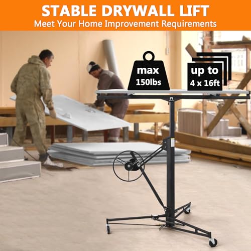 Drywall Lift 11FT 150LBS Heavy Duty 360° Adjustable Black Y85698