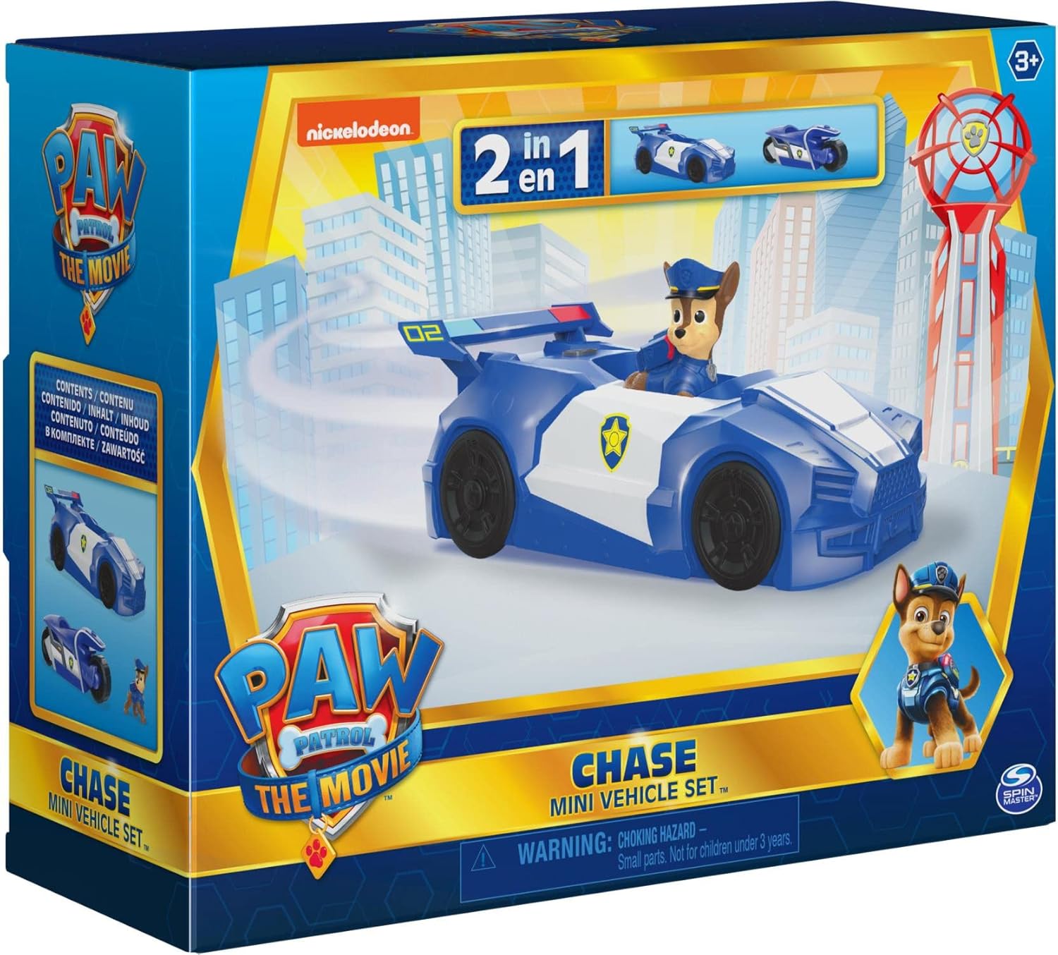 Mini Movie Vehicle Set 2 in 1 Car & Motorcycle Plus Chase Character V286