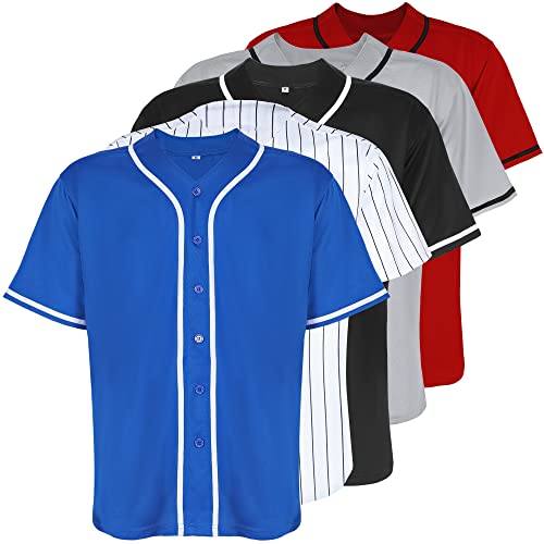 Mens Baseball Jersey Button Down Short Sleeve Shirts K3435
