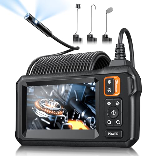 Endoscope Camera with 4.3" IPS Screen, 1920P HD, 16.4FT Semi-Rigid Cord, IP67 Waterproof (Orange) B36321