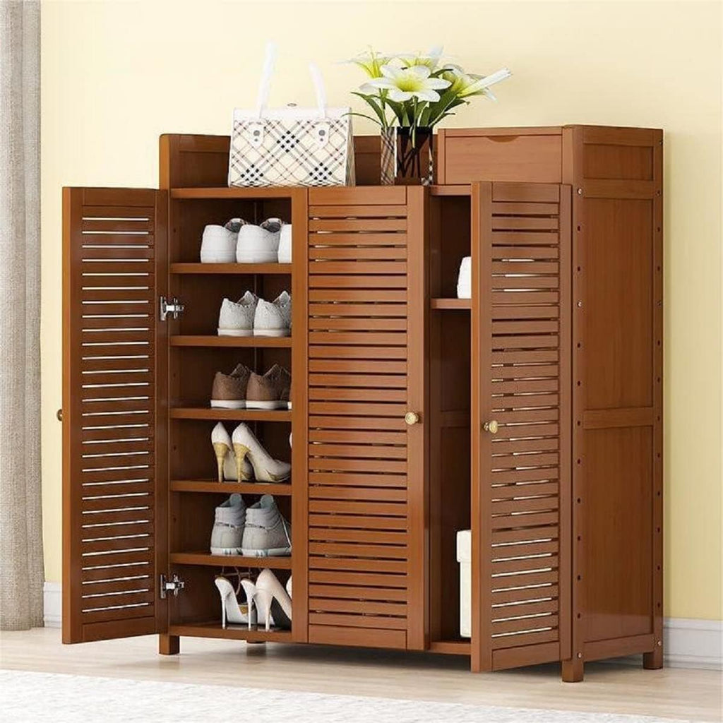 7 Tier Bamboo Shoe Cabinet with Doors Z219