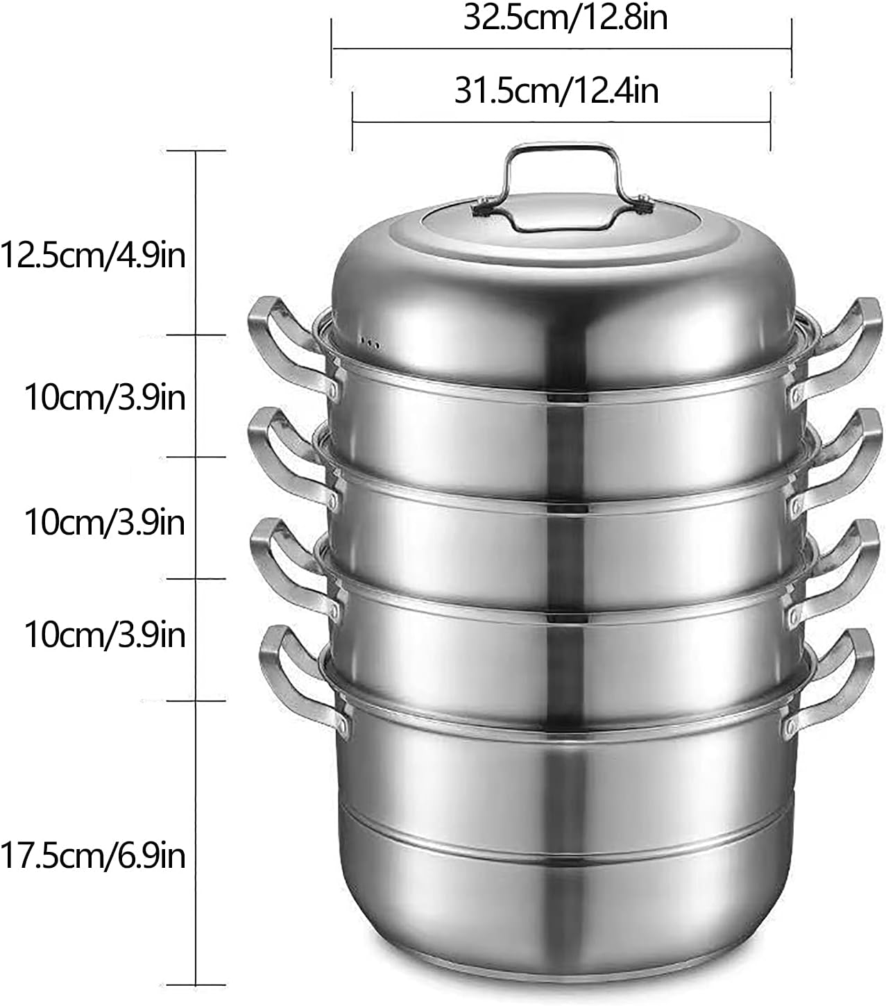 Stainless Steel 5 Levels Steamer with Glass Lid 32cm A397