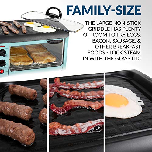 Retro 3-in-1 Breakfast Station, Coffeemaker, Toaster Oven, Griddle, Aqua Z956