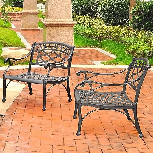 2-Piece Solid-Cast Aluminum Outdoor Conversation Set with 2 Club Chairs - Black U908025