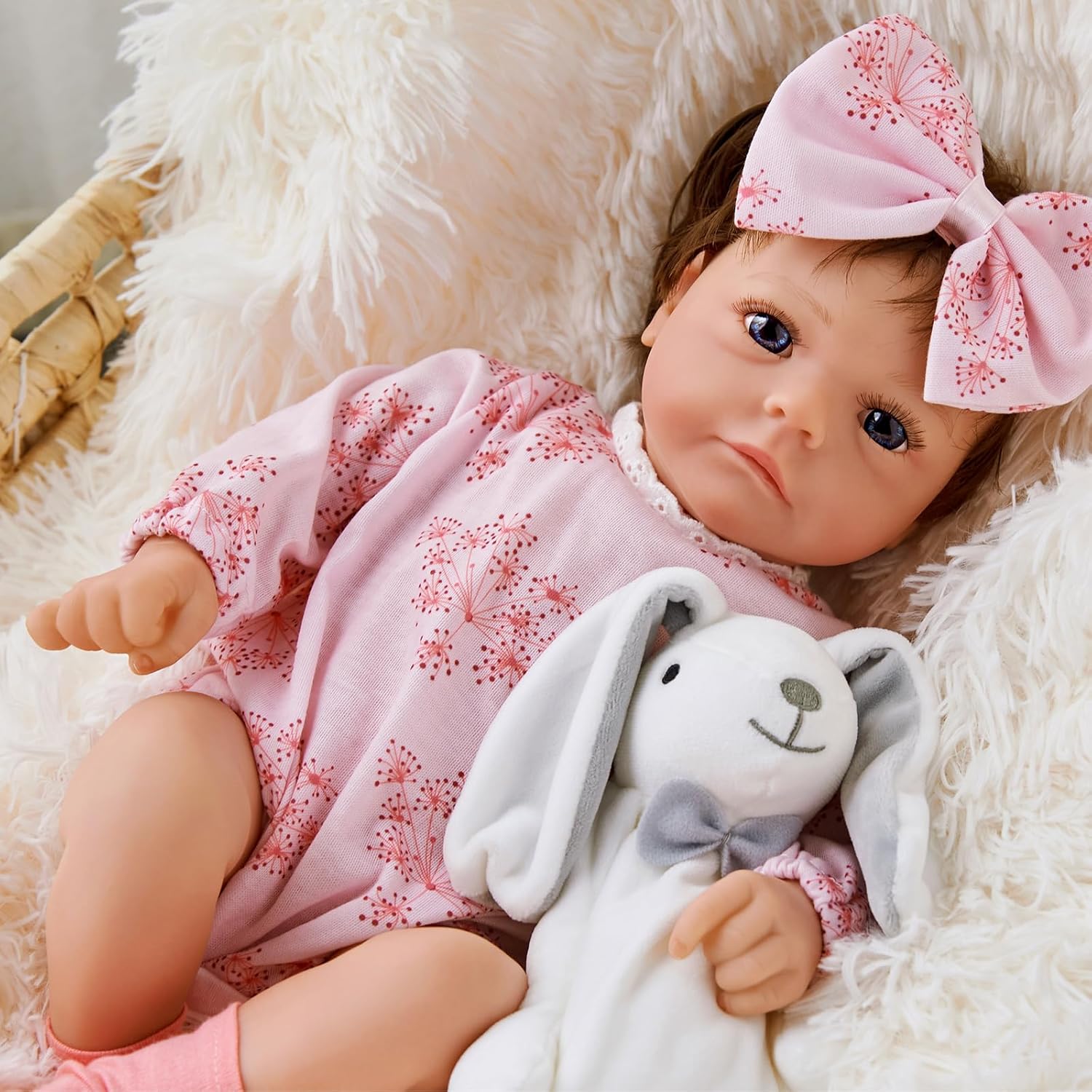 17 Inch Cloth Body Blue Eyes Hand-Rooted Hair Reborn Baby Doll T3660