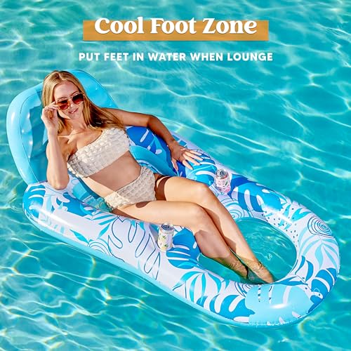 Inflatable Pool Float Lounge Chair with Cup Holders M6398