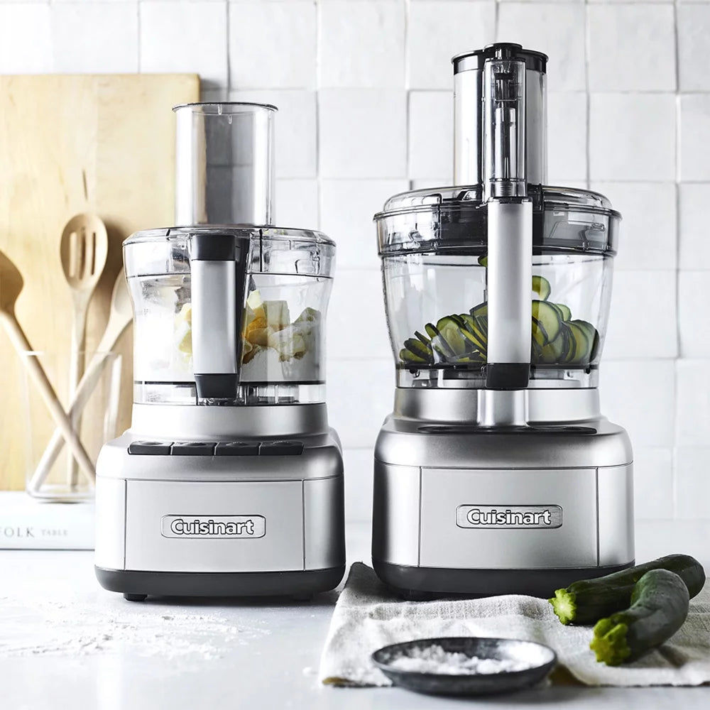 13-Cup Food Processor with Spiralizer and Dicer, Silver Bundle with 12 Piece Cutlery Set, Kitchen Timer and Red Oven Mitt K9483