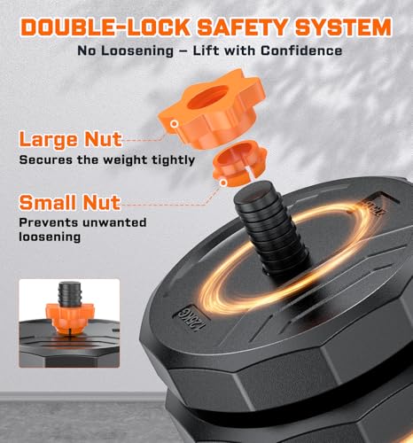 5-in-1 Adjustable Dumbbell Set, 33/44/66/88lbs Free Weights Set with Connector T956028