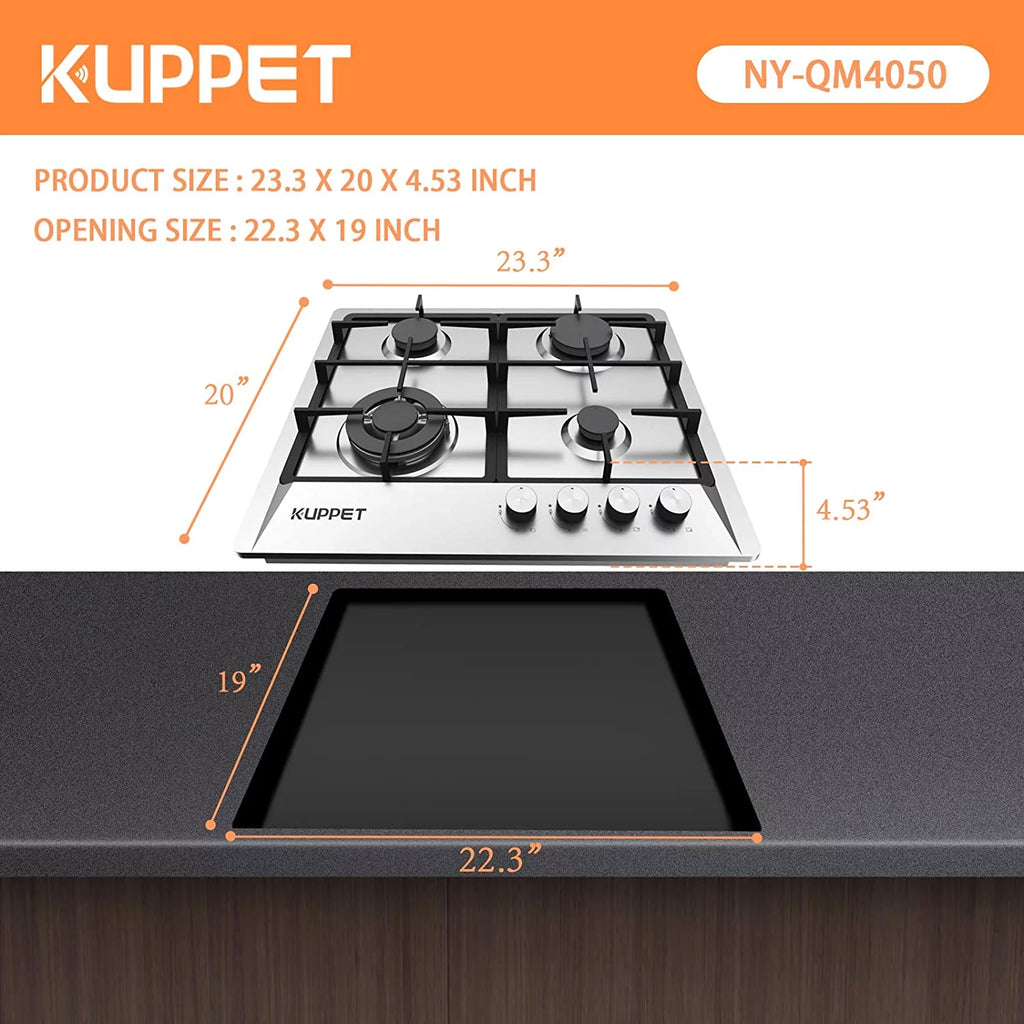 24 Inch 4 Burner Stainless Steel Gas Cooktop F58053