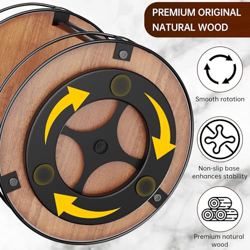 2 Tier 12.4" Wooden Rotating Lazy Susan Organizer I282875