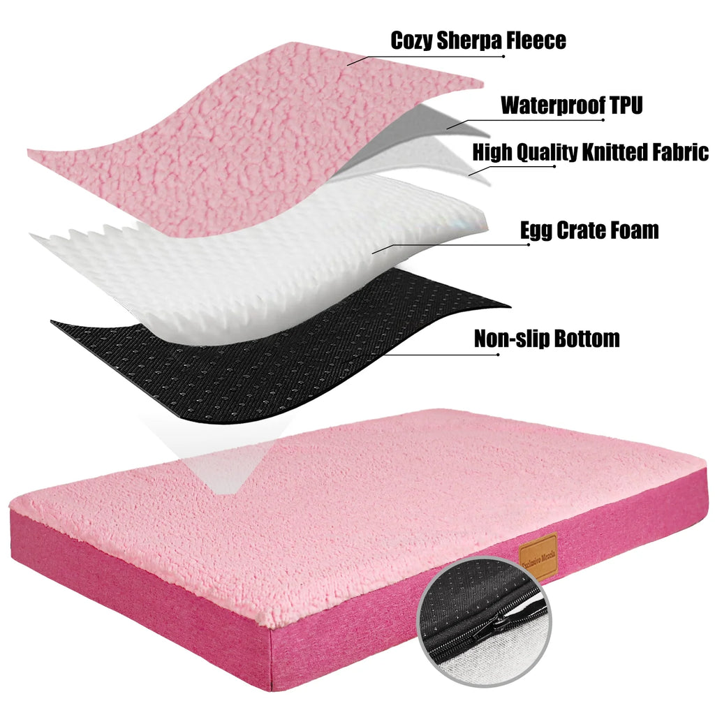 30"X20" Pink Orthopedic Pet Bed with Removable Washable Cover S2330